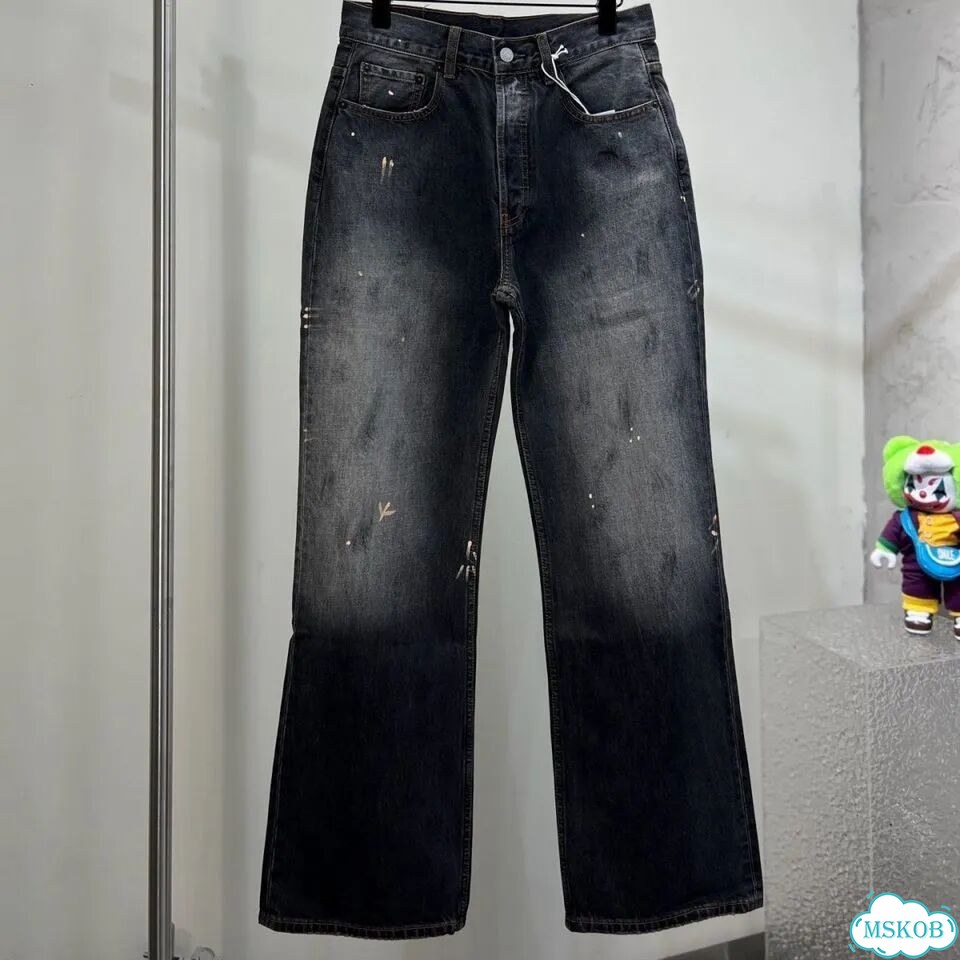 Джинсы Acne Studios Black Paint-Splattered Jeans фото 1