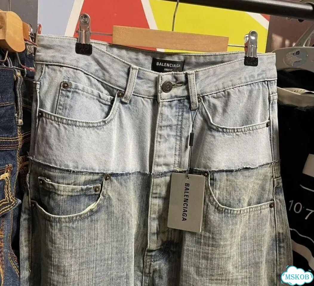 Джинсы balenciaga cut up baggy double layer jeans фото 1