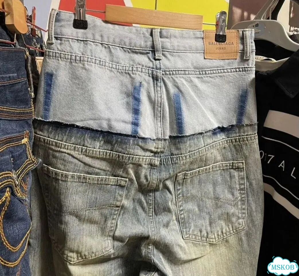 Джинсы balenciaga cut up baggy double layer jeans фото 7