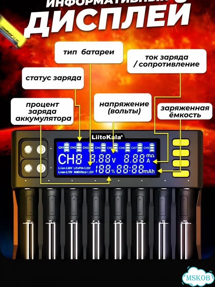 Зарядное устройство Litokala lii s8 фото 3