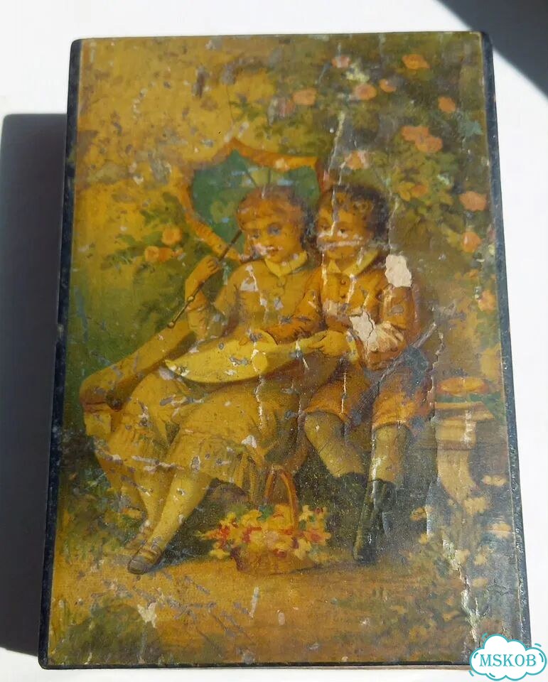 Шкатулка старинная лаковая фото 1