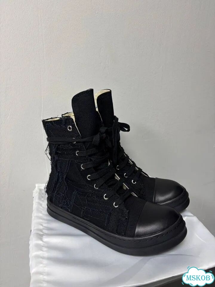 Кроссовки Rick Owens Ramones Slashed Total Black фото 1