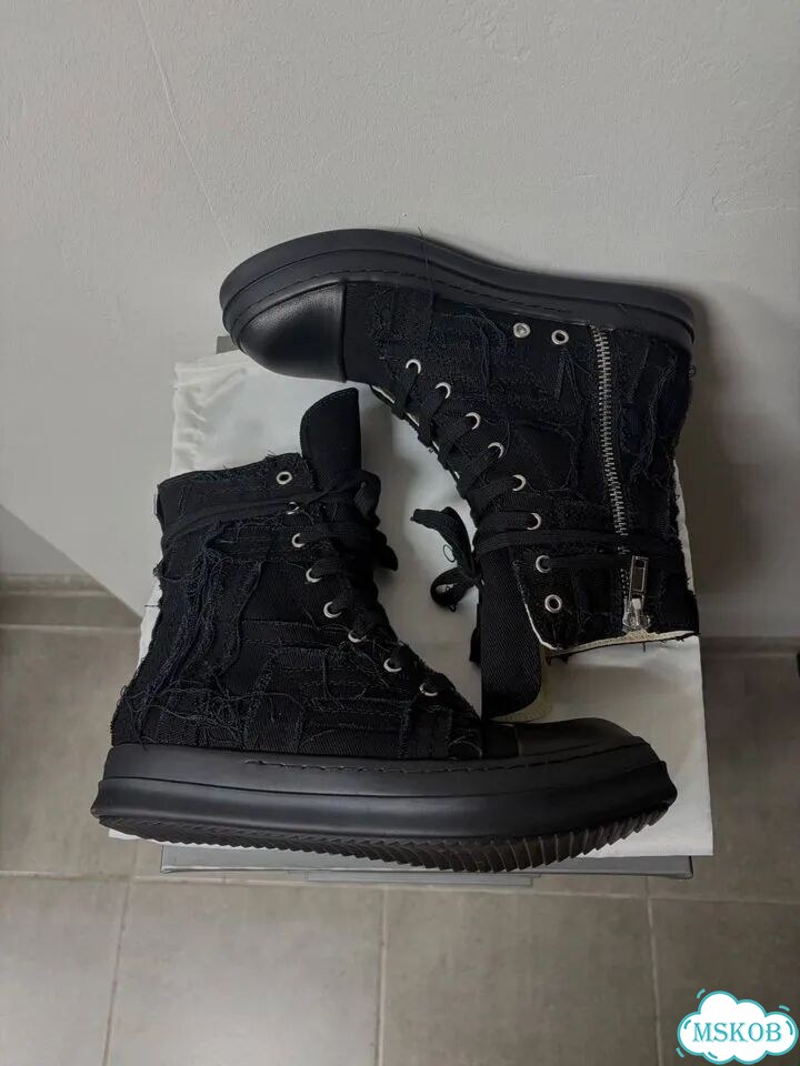 Кроссовки Rick Owens Ramones Slashed Total Black фото 5