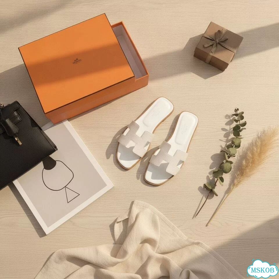 Шлепанцы Hermes Oran White кожаные. 36-42 фото 4