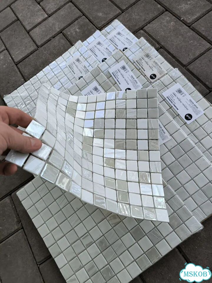 Плитка мозаика стеклянная Lavelly Smalta White MIx фото 6