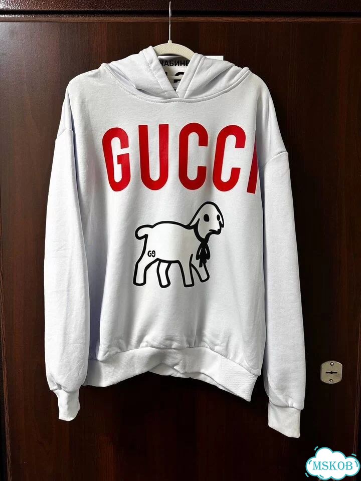 Худи gucci lamb archive белый фото 8