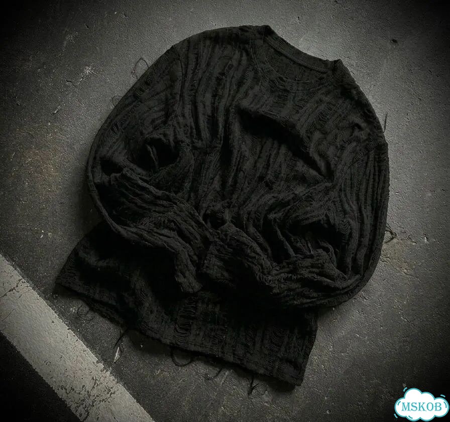 Черный лонгслив гранж Rick Owens Balenciaga N9 ERD фото 2
