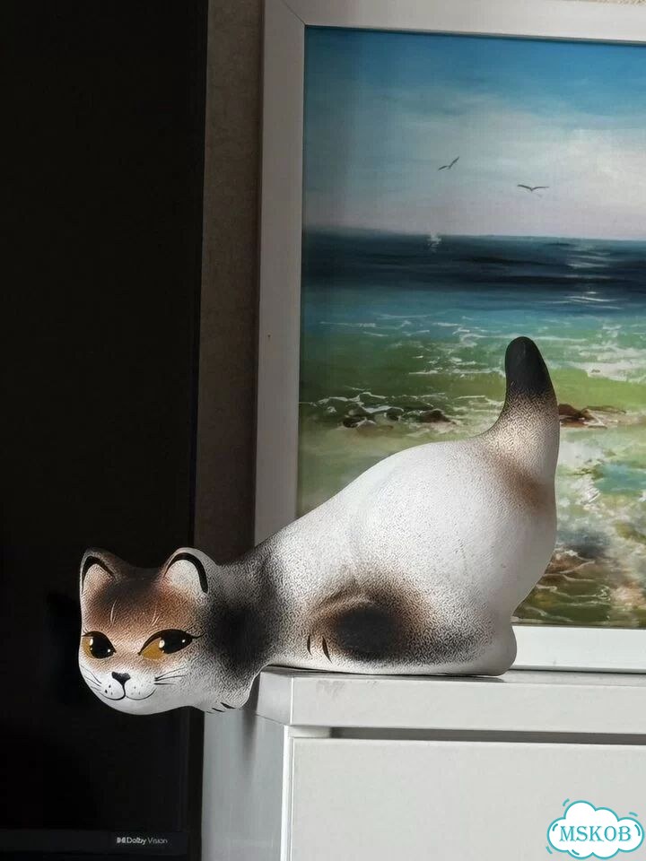 Статуэтка кошка керамика фото 1