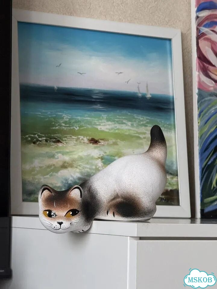 Статуэтка кошка керамика фото 2