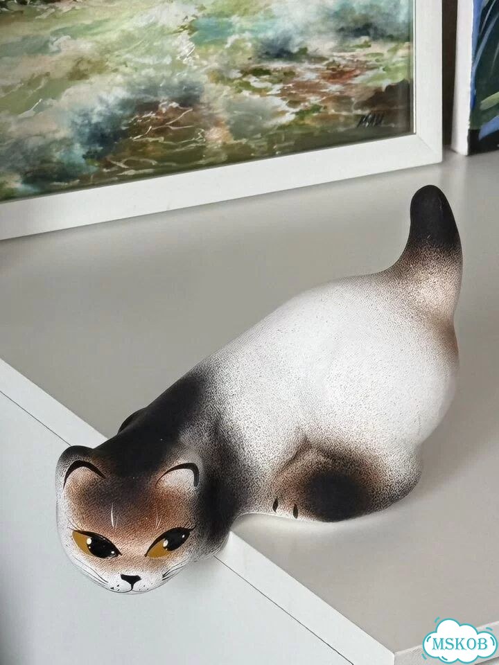 Статуэтка кошка керамика фото 3