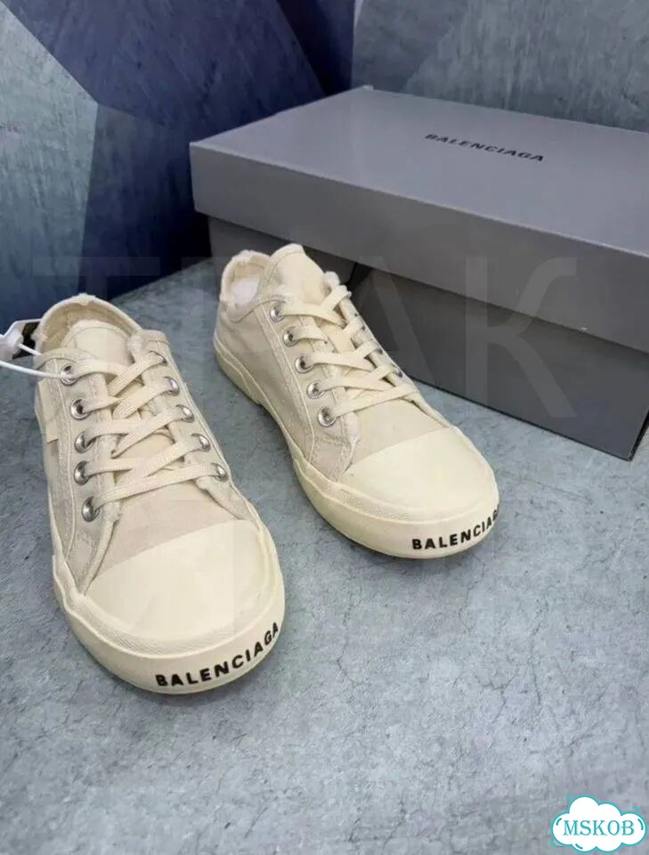Кеды balenciaga paris white cream low фото 4