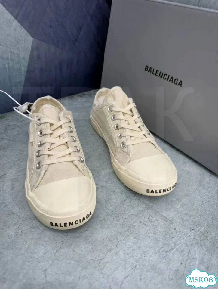 Кеды balenciaga paris white cream low фото 5