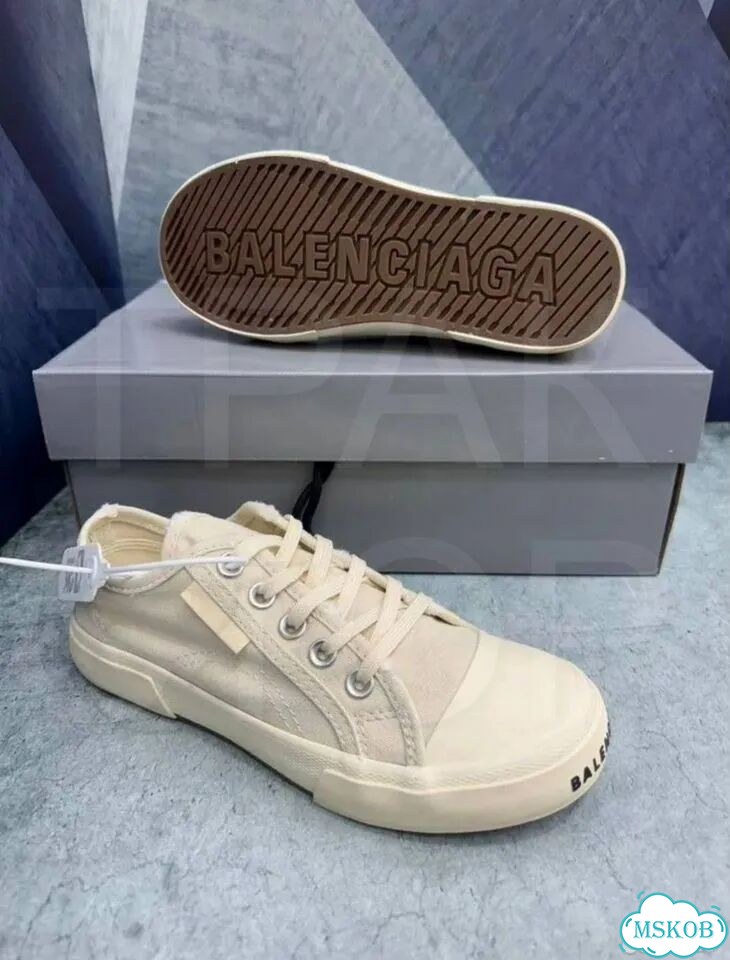 Кеды balenciaga paris white cream low фото 6