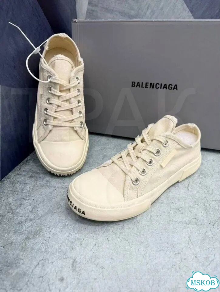 Кеды balenciaga paris white cream low фото 7