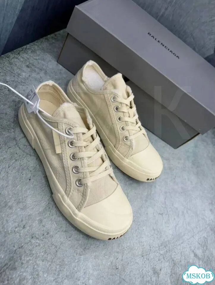 Кеды balenciaga paris white cream low фото 8