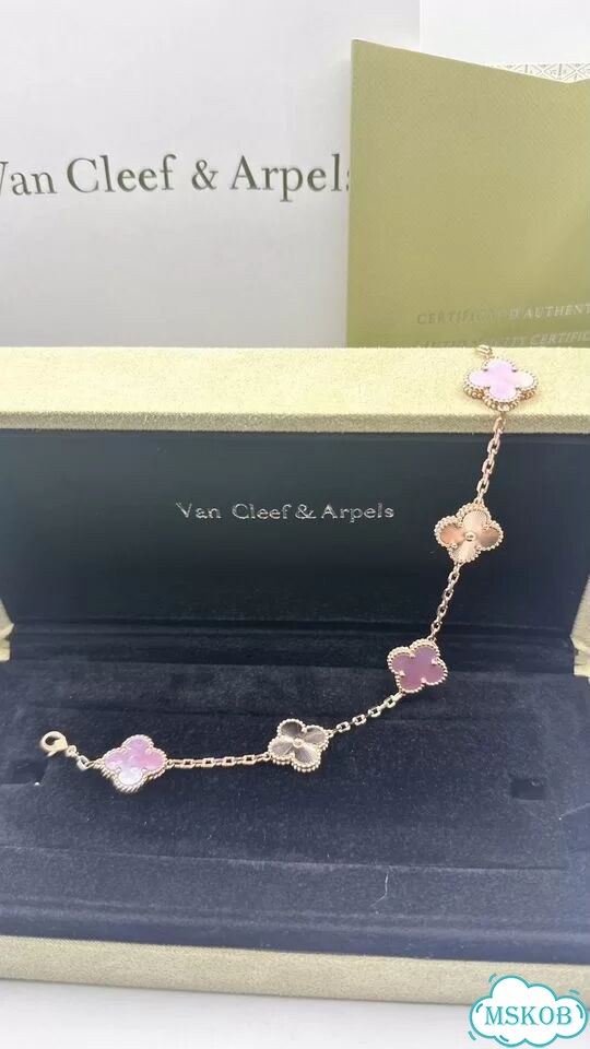 Van cleef arpels браслет розовый перламутр гильоше фото 3