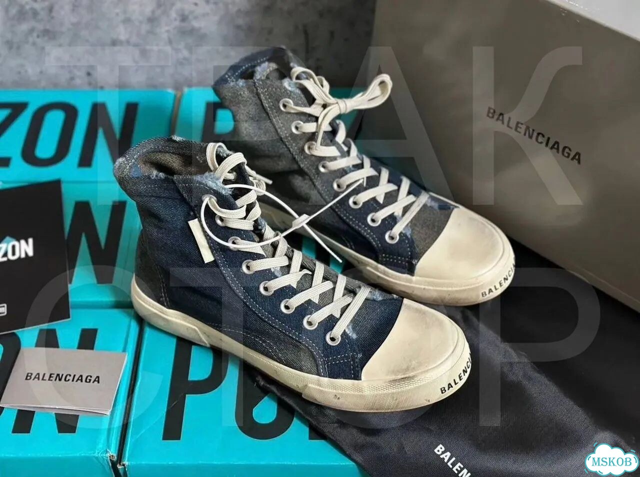 Кеды balenciaga paris jeans high фото 2