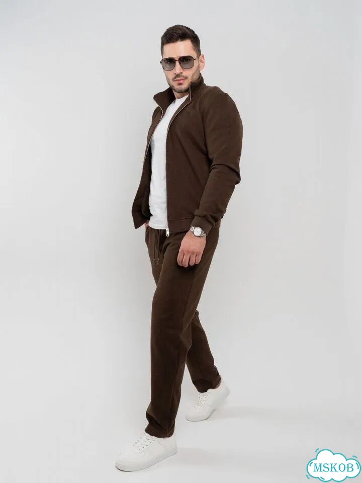 Костюм спортивный zegna premium коричневый фото 3