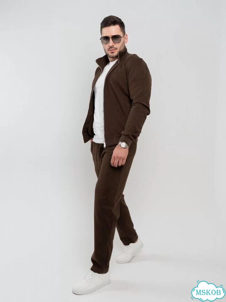 Костюм спортивный zegna premium коричневый фото 4