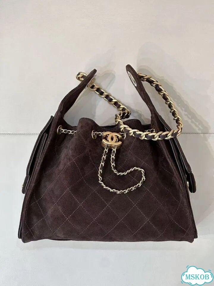 Сумка Chanel 25 средняя замшевая коричневая фото 1