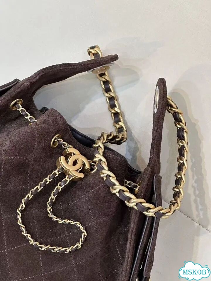 Сумка Chanel 25 средняя замшевая коричневая фото 2