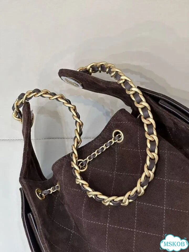 Сумка Chanel 25 средняя замшевая коричневая фото 3