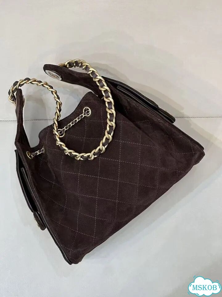 Сумка Chanel 25 средняя замшевая коричневая фото 4