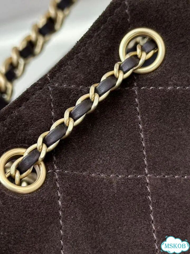 Сумка Chanel 25 средняя замшевая коричневая фото 6