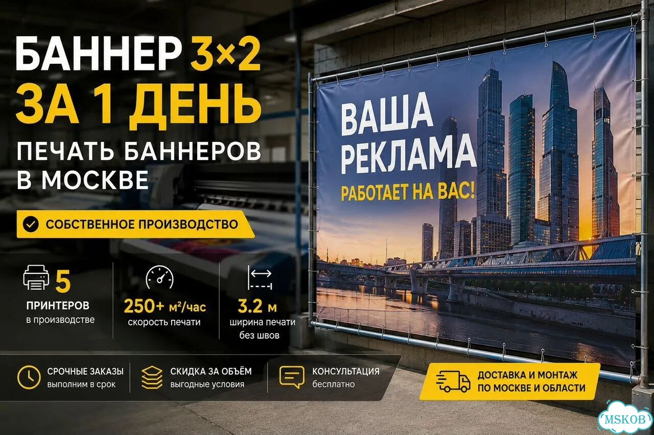 Печать баннеров за 1 день Собственное производство фото 1
