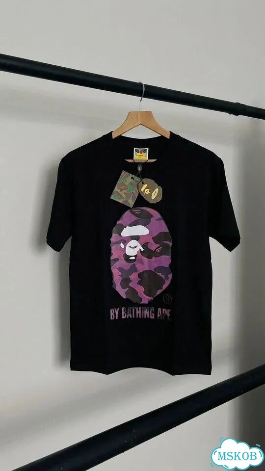 Футболка bape Purple Camo Head фото 1