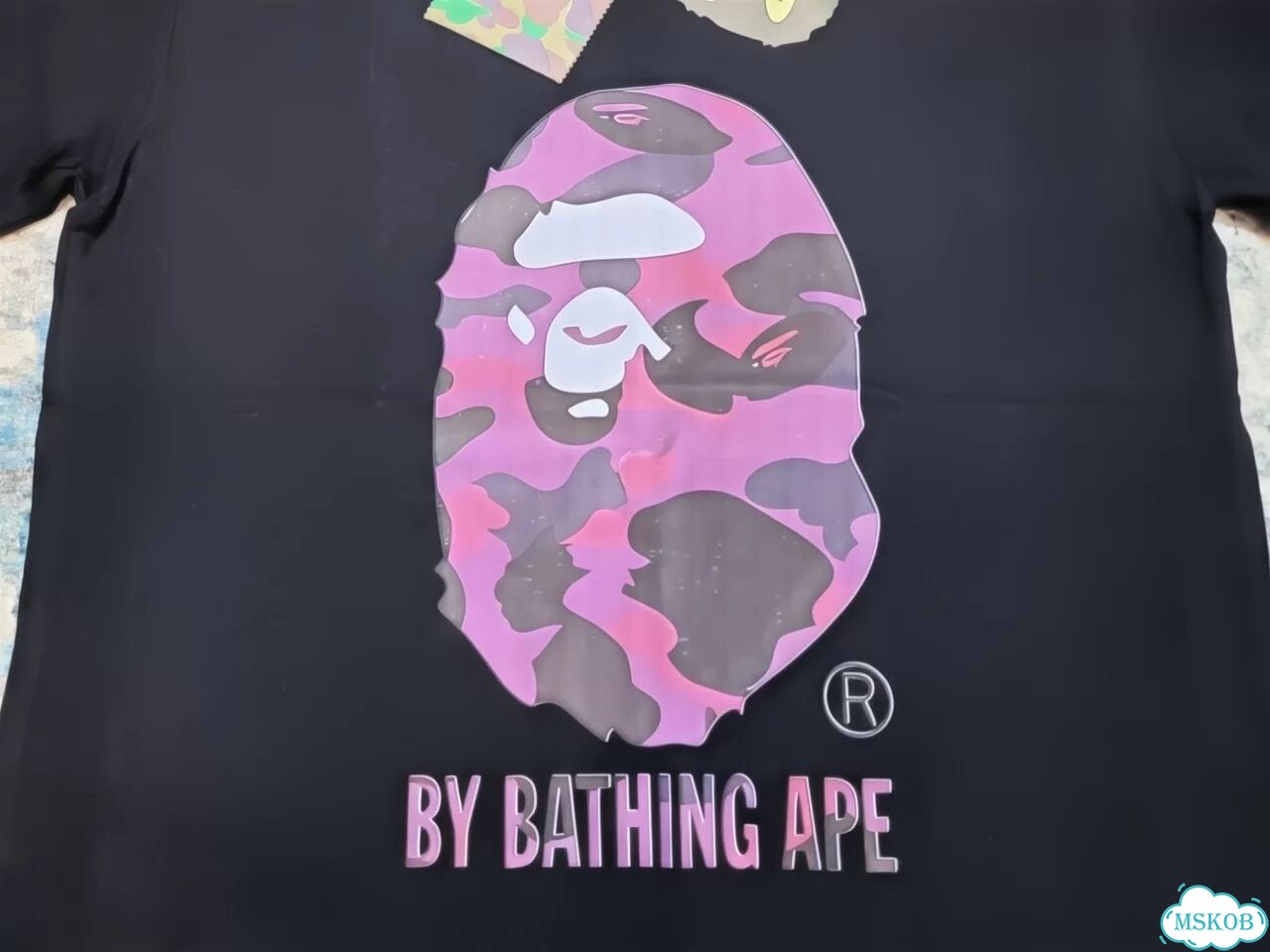 Футболка bape Purple Camo Head фото 5
