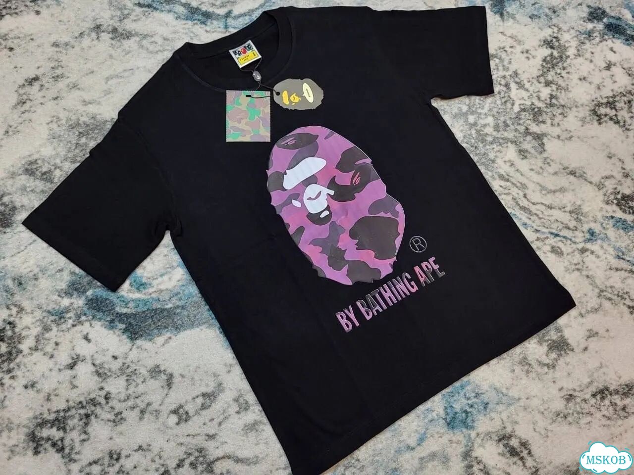 Футболка bape Purple Camo Head фото 7