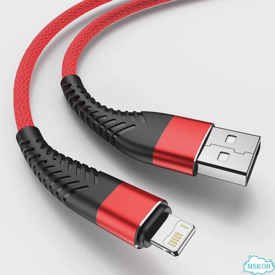 USB-кабель для iPhone 14, 13, 12, 11 Pro Max, X, XR, 5, 6, 7, 8 Plus, SE, Красный, 1 м, Красный фото 1