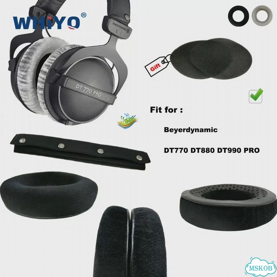 Бархатные амбушюры whiyo для Beyerdynamic DT-770 DT-880 DT-990 PRO 1 Pcs of headband фото 2