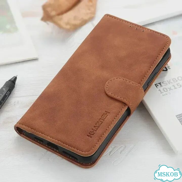 Чехол-книжка из кожи с защитой 360 для Poco X8 Pro Max, F8 Коричневый, Коричневый, Poco M8 Pro 5G фото 1