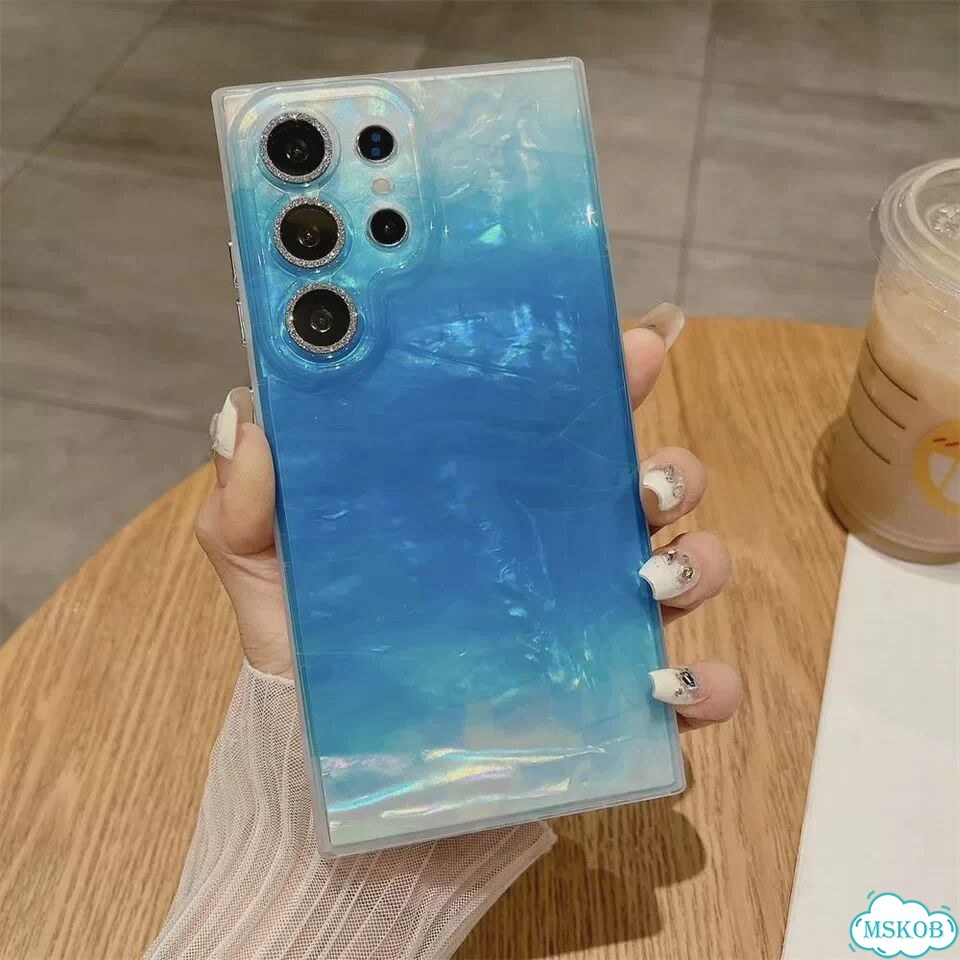 Чехол с градиентом лазера для Samsung Galaxy S24 S25 S23 Ultra S22 Plus, блестящая защита камеры, мя фото 6
