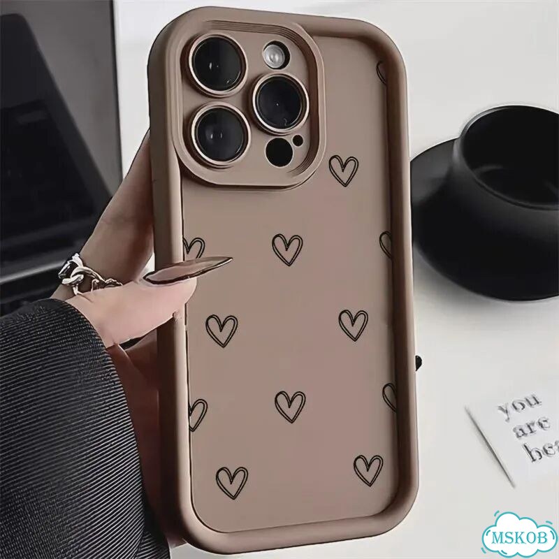 Чехол для телефона с сердечками для iPhone 16 Pro Max, iPhone 11, 17, 14, iPhone17 Про, Brown DG57 фото 1