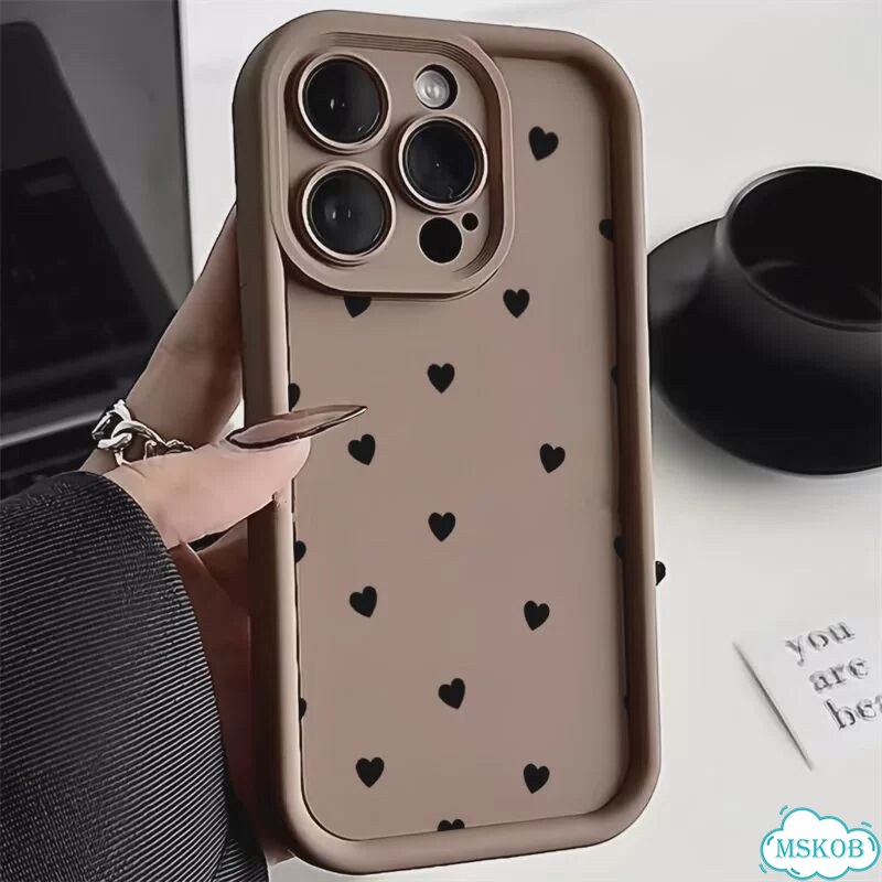 Чехол для телефона с сердечками для iPhone 16 Pro Max, iPhone 11, 17, 14, iPhone17 Про, Brown DG57 фото 3