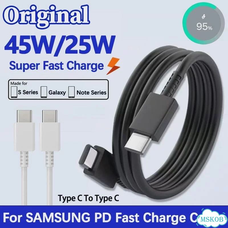 Оригинальный зарядный кабель Samsung 5A, 45 Вт, PD3.0, 25 Вт, USB Type C, сверхбыстрая Black-1PCS фото 2