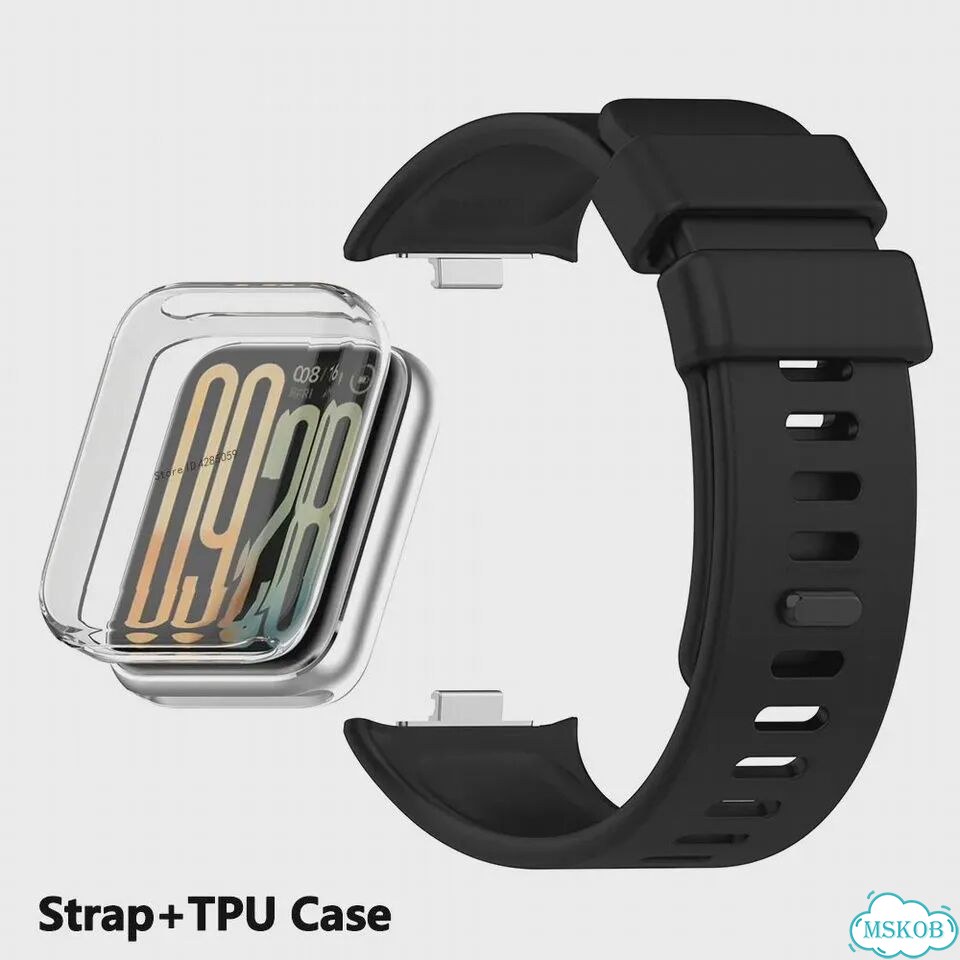 Ремешок и чехол TPU для Xiaomi Mi Band 9 Pro, черный фото 1