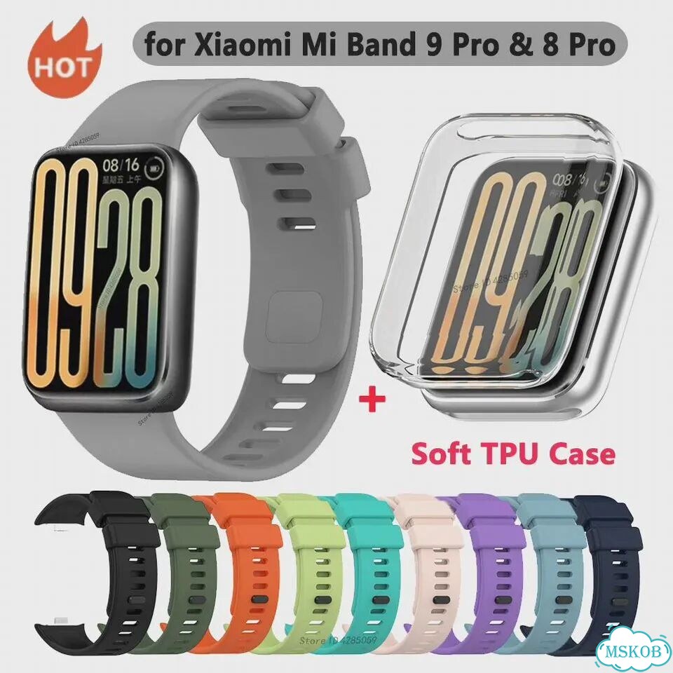 Ремешок и чехол TPU для Xiaomi Mi Band 9 Pro, черный фото 2