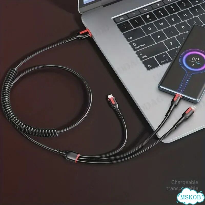3-в-1 кабель ugoddag: Type-C (66W), Micro USB (40W), iPhone (40W), 180см фото 5