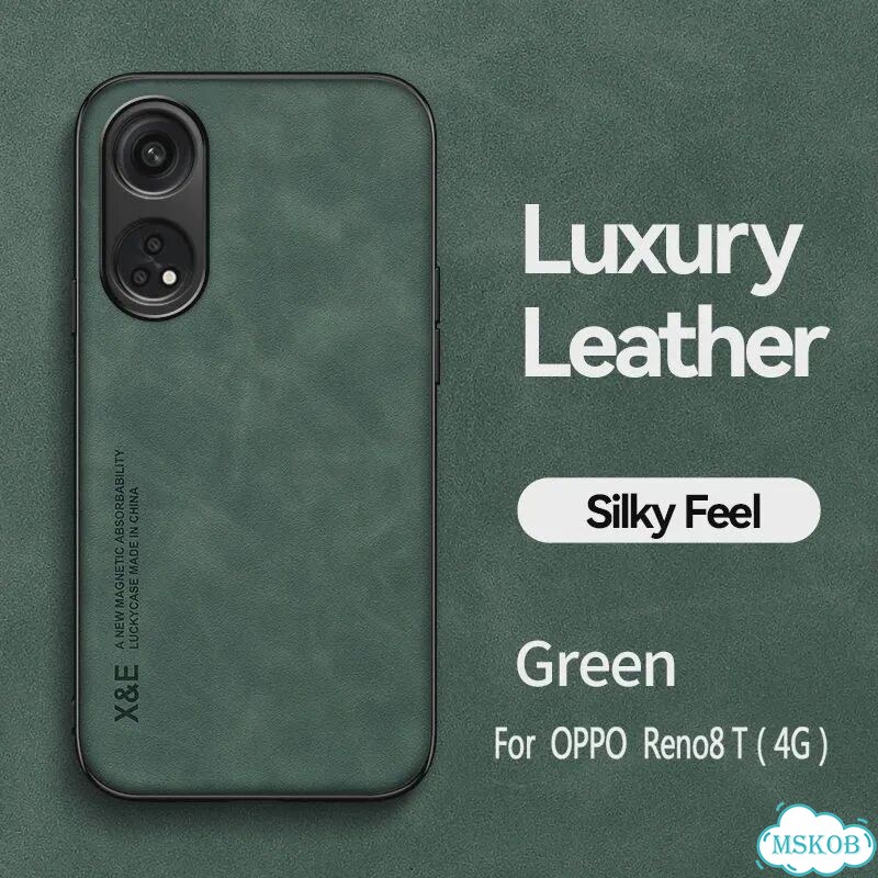 Зеленый кожаный чехол для Oppo Reno8 T (4G) фото 1