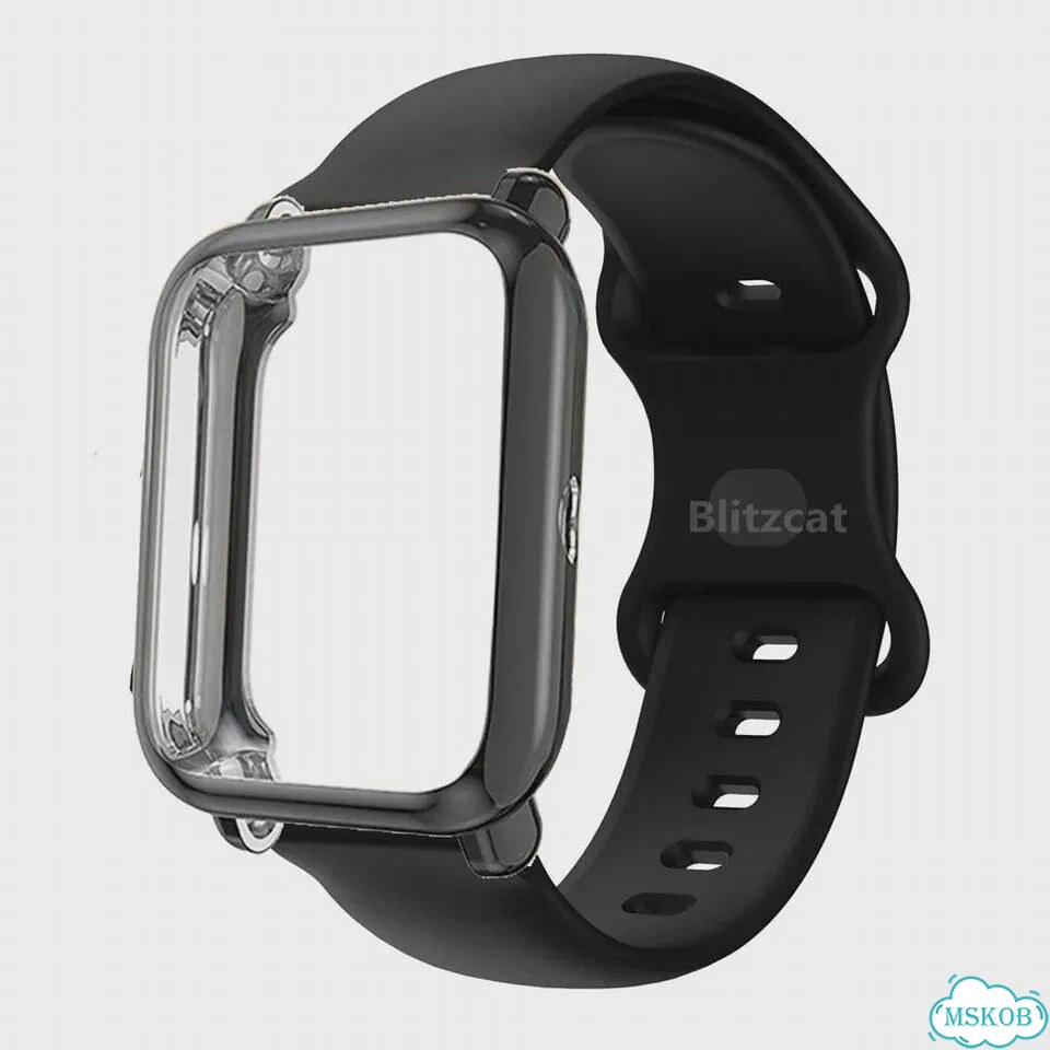 Чехол и ремешок Blitzcat для Amazfit GTS 4/3/2e/Mini/Bip U Pro, черный фото 1