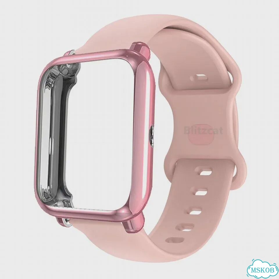 Чехол и ремешок Blitzcat для Amazfit GTS 4/3/2e/Mini/Bip U Pro, черный фото 2