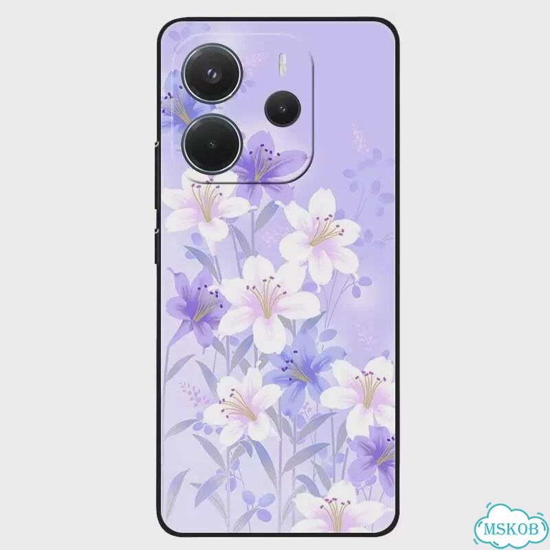 Для Xiaomi Redmi Note 14 4G Чехол с цветочным принтом Силиконовые мягкие чехлы из тпу для Redmi Note фото 3