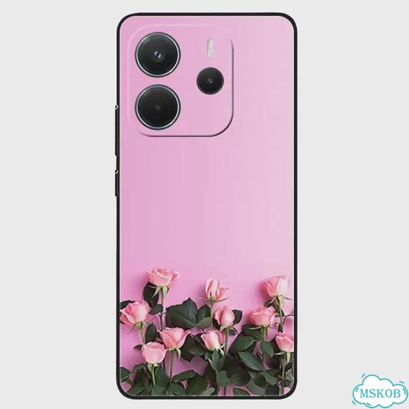 Для Xiaomi Redmi Note 14 4G Чехол с цветочным принтом Силиконовые мягкие чехлы из тпу для Redmi Note фото 7