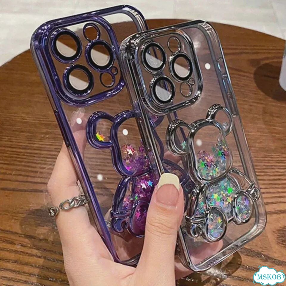 Чехол с мультяшным медведем «Зыбучий песок» для iPhone 16, 15, 14, Silver HD, For iPhone 14 ProMax фото 6