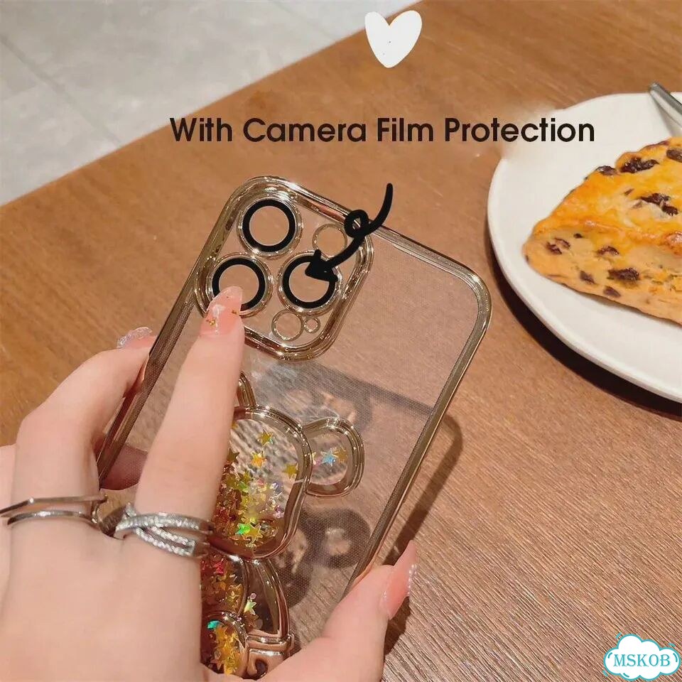 Чехол с мультяшным медведем «Зыбучий песок» для iPhone 16, 15, 14, Silver HD, For iPhone 14 ProMax фото 7