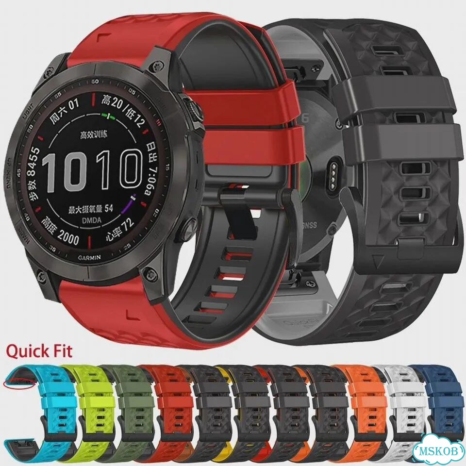 Силиконовый ремешок 22mm Black orange для Garmin Fenix 6/7 фото 2